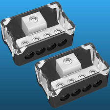 2Pcs Power Ground Amp Distribution Block 0/2/4 Gauge Input 4/8/10 Gauge Output