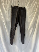 Vintage Brown Leather Pants Side Snaps Size 8/28