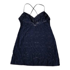 VICTORIA  S SECRET Navy Stretch Lace Babydoll Crossed Back Straps