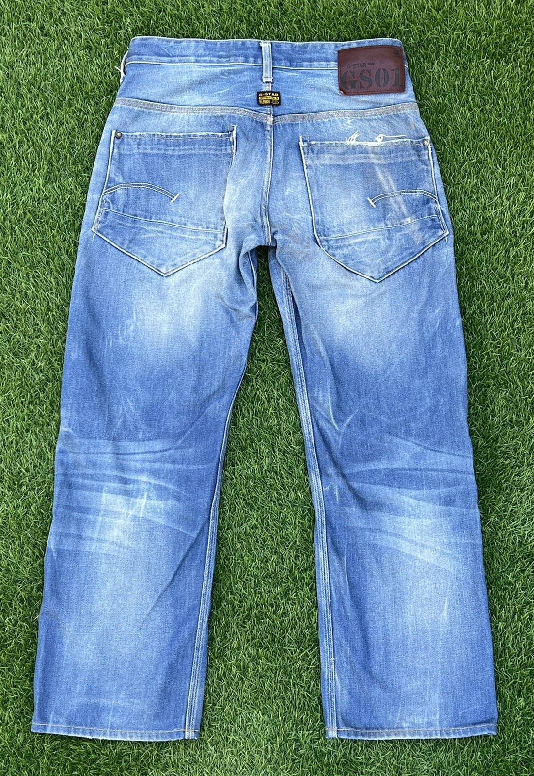 G-Star Raw denim Size 32 X 28 GS01 Mens Light Blue Button Fly