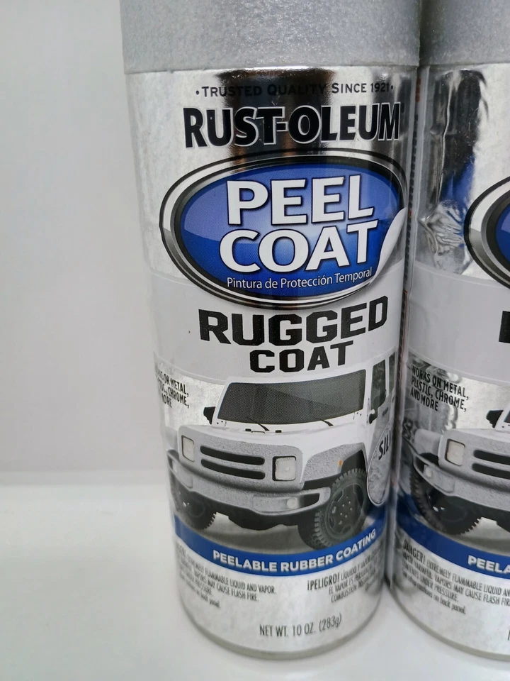 2 latas Rust-Oleum 10 OZ capa de exfoliación 340541 resistente spray de recubrimiento de goma plateada Foto 3 de 4