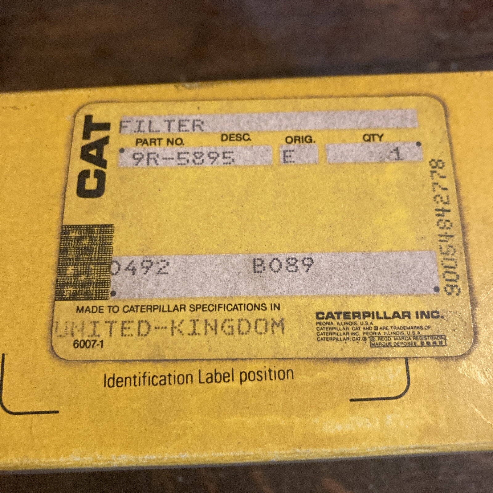 NOS CAT Caterpillar OEM Filter 9R5895 Grelly USA