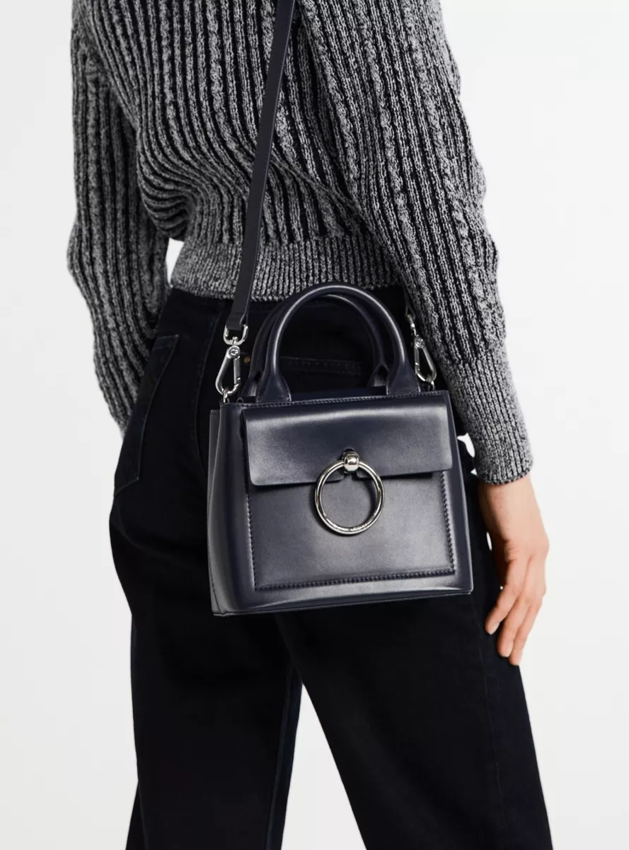 Beautiful Claudie Pierlot Leather Navy Blue Anouk Handbag Cross Body Bag