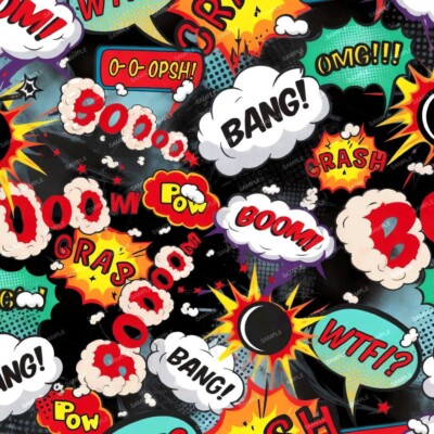 Comic Book Onomatopoeia - 16'' x 48'' Hydrographic Film Dipping Dip Water Transfer