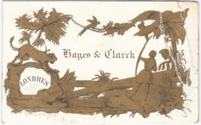 1850s London English Importer French Chinoiserie Style Hayes & Clarck Trade Card