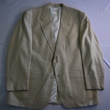 Vtg USA Made 46L Ivory White Herringbone 100% Silk Soft Tweed Blazer Sport Coat