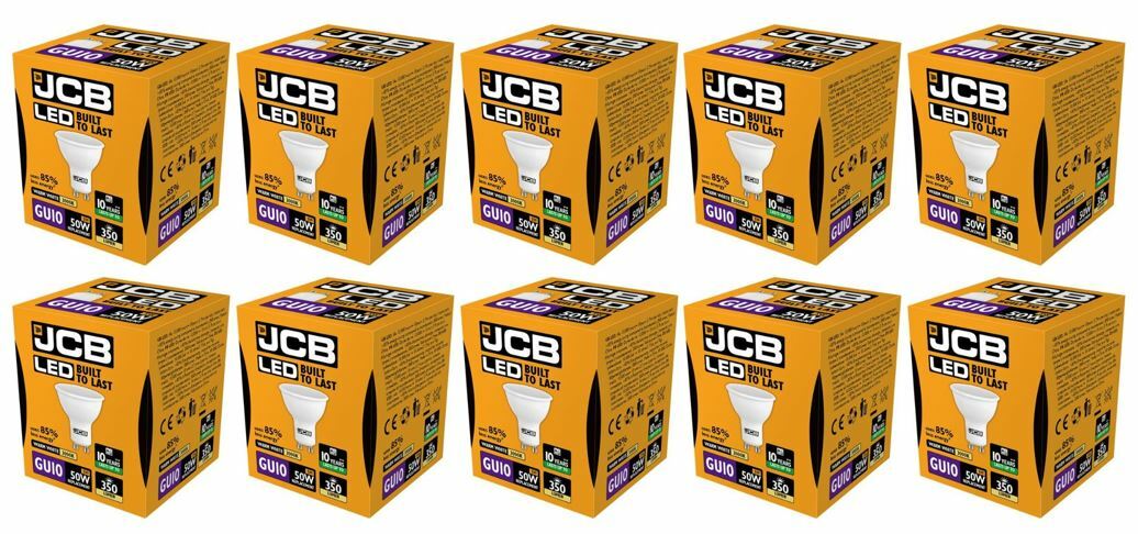 10 Pack 5W JCB GU10 LED Spot Light Bulbs Warm White = 50W Halogen GU10 Equiv