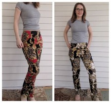 Boston Proper Print Pants Cotton Stretch Side Zip 2 Color Choice