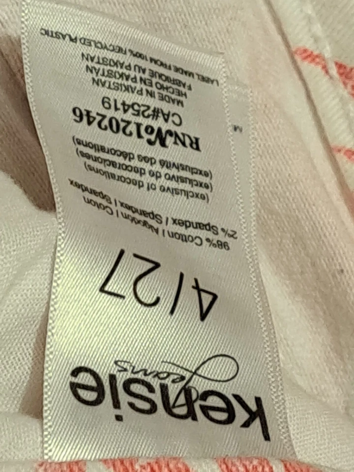 Pantalones Cortos Kensie Jean The High Rise Vintage Lujo Blanco Rojo Palmeras Cortados 4/27 Foto 3 de 4