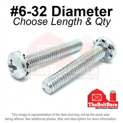#ad #6 32 Phillips Pan Head Machine Screws w Sems External Tooth Lock Washer Zinc $152.27