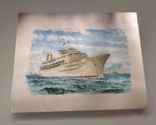 S S Canberra P&O Cruises Print  Renowned Maritime Artist David Hawker 11" X 14"