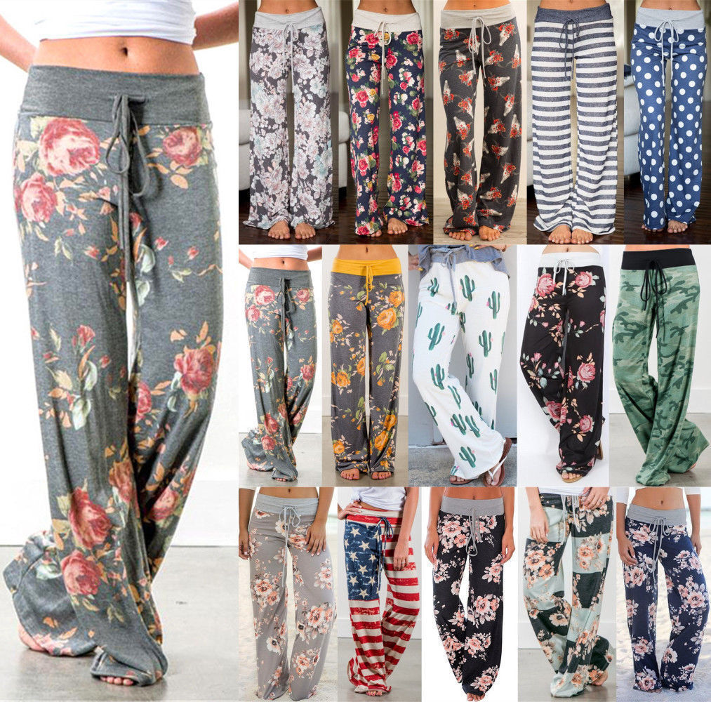 ALTRA Pantaloni donna BOHO floreale yoga palazzo estivi spiaggia casual gamba larga 6 20