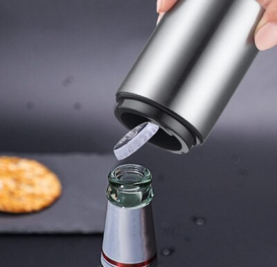 Stainless Steel Automatic Magnetic Portable Push Down and Pop Off Bottle Opener