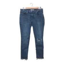 Levi s 711 Womens Skinny Jeans 33x32 Mid-Rise Distressed Medium Wash Denim