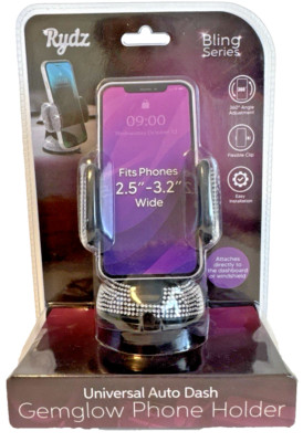 NIB Rydz Bling Series Universal Auto Dash Gemglow Phone Holder
