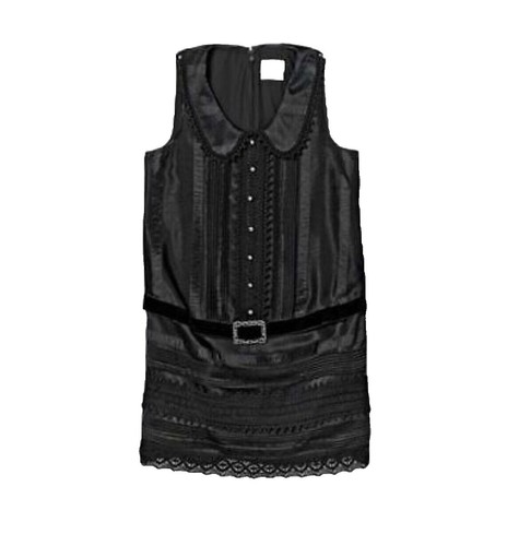 chinese dress ladies Black Combo Sleeveless Lace Dress  Anna Sui