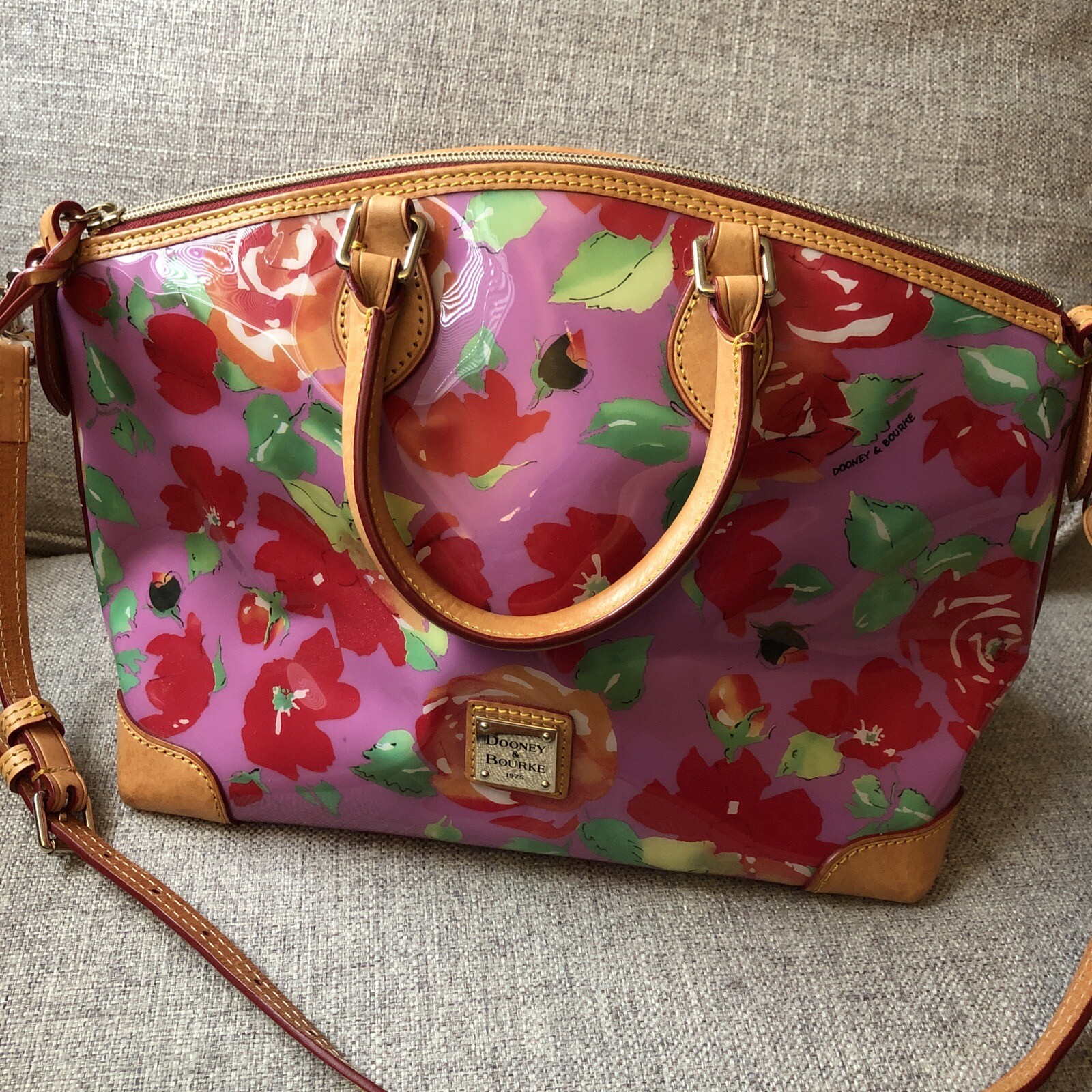Dooney & Bourke Floral Satchel Pink Crossbody Shoulder Top Handle