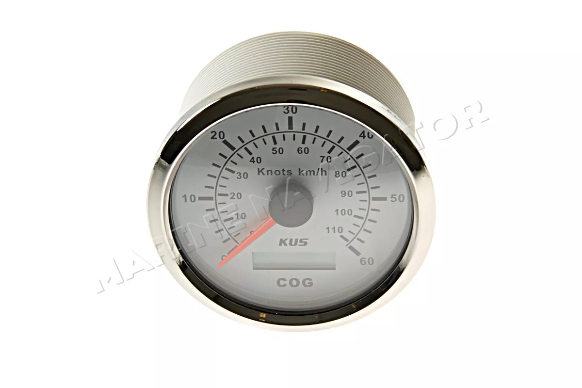 KUS Marine Boat GPS Speedometer 85mm 12V 24V White Silver V Series