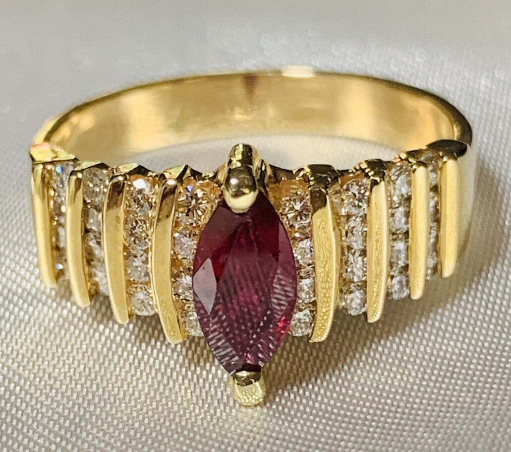 14k Ruby Diamond Ring size 8.5 Ruby .65 ct~Diamon… - image 8