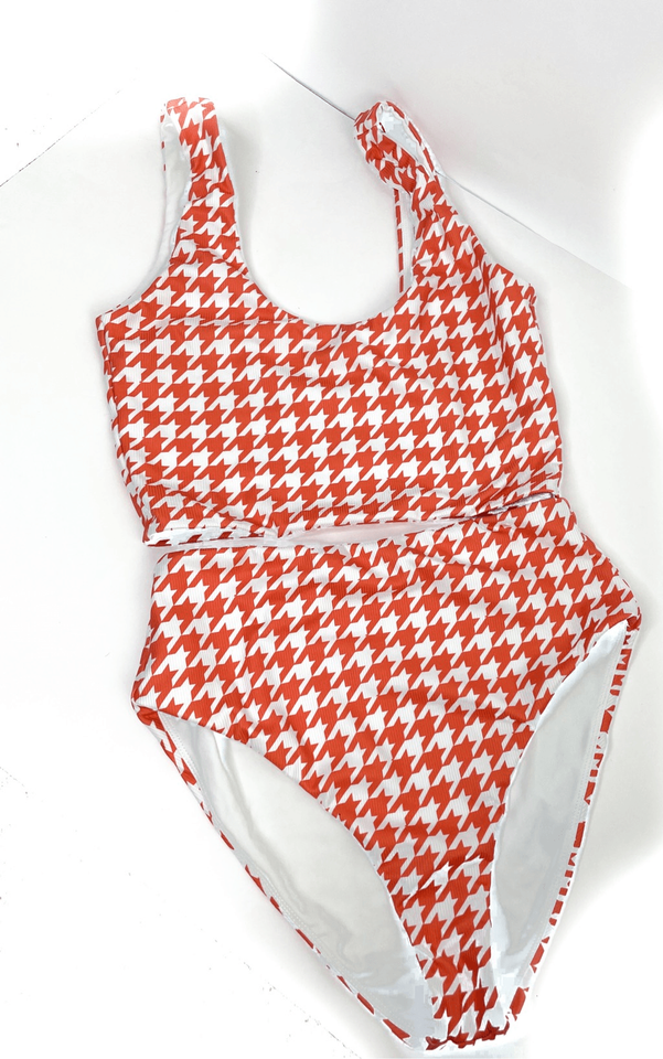 LPA the Label Sybil Bikini in Orange Houndstooth Size M (Bottom) and S
