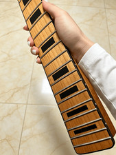 stainless steel 22fret Flame Maple Electric guitar Neck Black square inlay 14in-