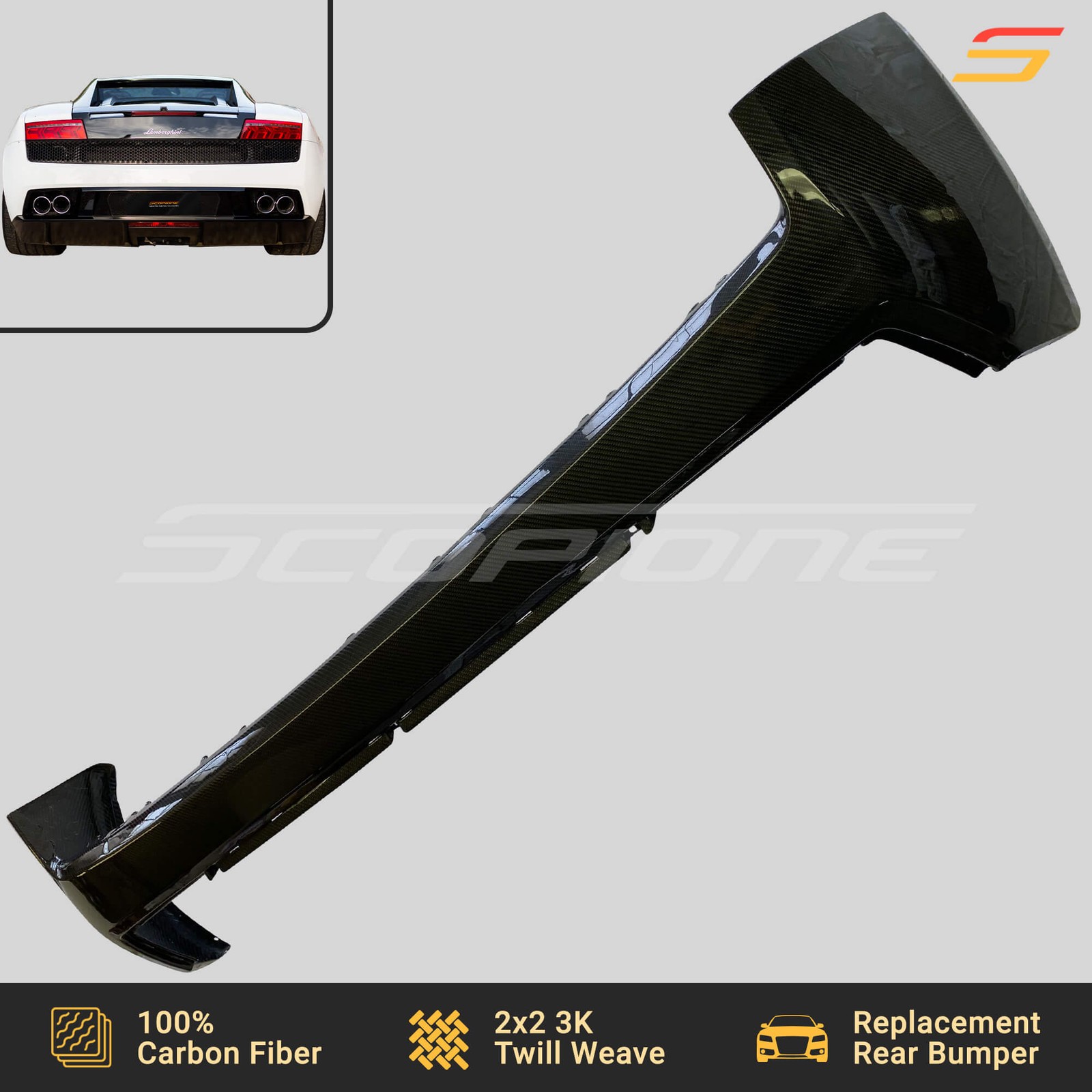 Scopione Carbon Rear Bumper Assembly for Lamborghini 09-14 Gallardo LP550 LP560