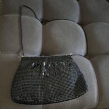 Whiting Davis Black Metal Mesh Evening Bag Party Special Occasion Purse