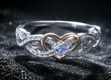 Sterling silver S925 engagement ring Amethyst size O