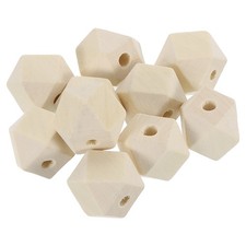 10 Pcs Geometric Wood Beads, 20mm/0.79inch Natural Color Loose Spacer Beads