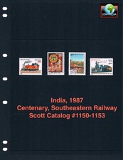 $3.50 Scott Value - 1987 INDIA Trains Locomotives Southeastern RR CV MNH NH UMM