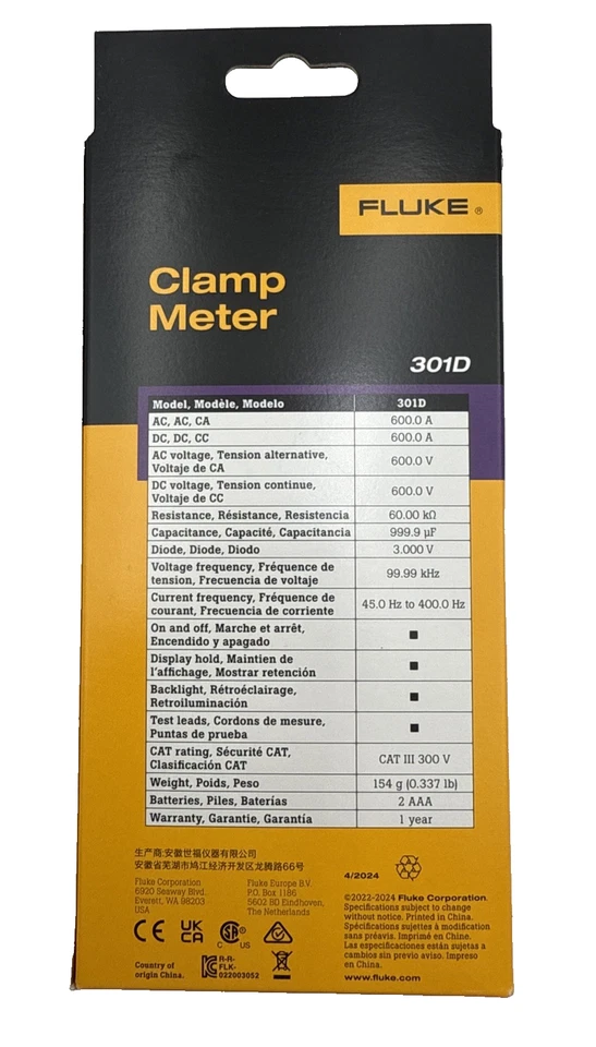 New Fluke 301D clamp meter FedEx DHL Fast delivery - Image 2 of 2