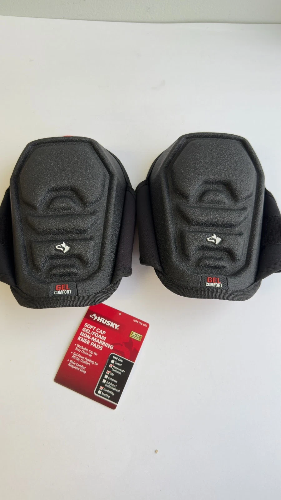 Husky Knee Pads Soft Cap Gel Foam Non Marring Adjustable Work Protection Comfort