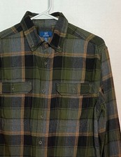 GEORGE Button Up Flannel Shirt Size S 34/36 Green Plaid