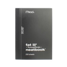 2 Pack Mead Fat Lil Wireless Neatbook Notebook, College Ruled, 200 Sheets