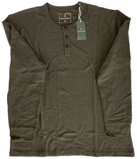 Mutual Weave Men Size XXL Shirt Green Heather Long Sleeve Henley Neckline NEW