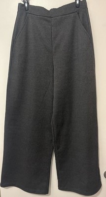 Banana Republic Herringbone Wide Leg Soft Brushed Pant Charcoal Women Pull On Sm