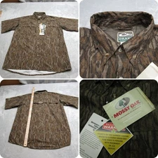 Drake Shirt Men Medium Green Mossy Oak Camo Short-Sleeve Vented Wingshooters NEW