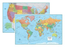RMC Classic United States USA and World Wall Map Set Signature Edition 