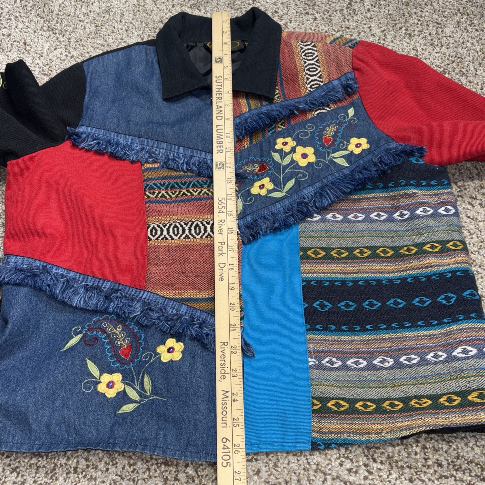 Alex Kim Jacket Womens Large Patchwork Embroidere… - image 8