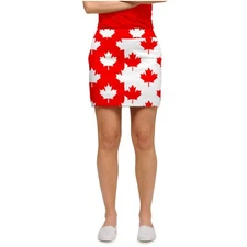 Loudmouth Ladies Canada Maple Leaf Skirt Skort Size 2 Red White Pockets $88 RARE