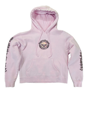 Vintage Roxy Hoodie Y2k Womens Size M Baby Pink Aloha Flowers Surf Skate