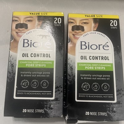 2 Pack Biore 20CT (each Total of 40) CHARCOAL DEEP CLEANSING PORE NOSE STRIPS