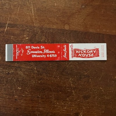 Hickory House Restaurant Evanston IL Slim Advertising Matchbook Cover MM11-5