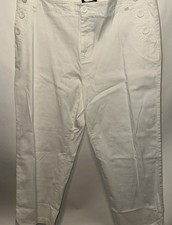 Architect Women  s White Wide Leg Pants Beachy Slacks Big Buttons 10 P Vintage