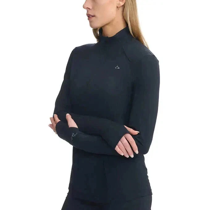 NEW Paradox Women's Black Merino Blend Base Layer Top Mock Neck Pullover