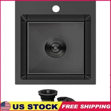 15 Inch Black Drop In Bar Sink Stainless Steel Soundproof Easy Clean Sink New