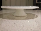 Anchor Hocking Starburst Milk Glass 10" Cake Stand Pedestal Plate