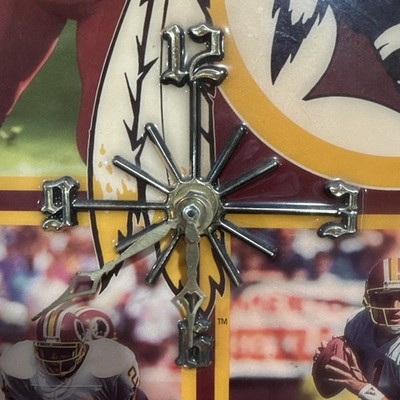 Vintage Washington Redskins NFL Wood Wall Clock 1980s Football