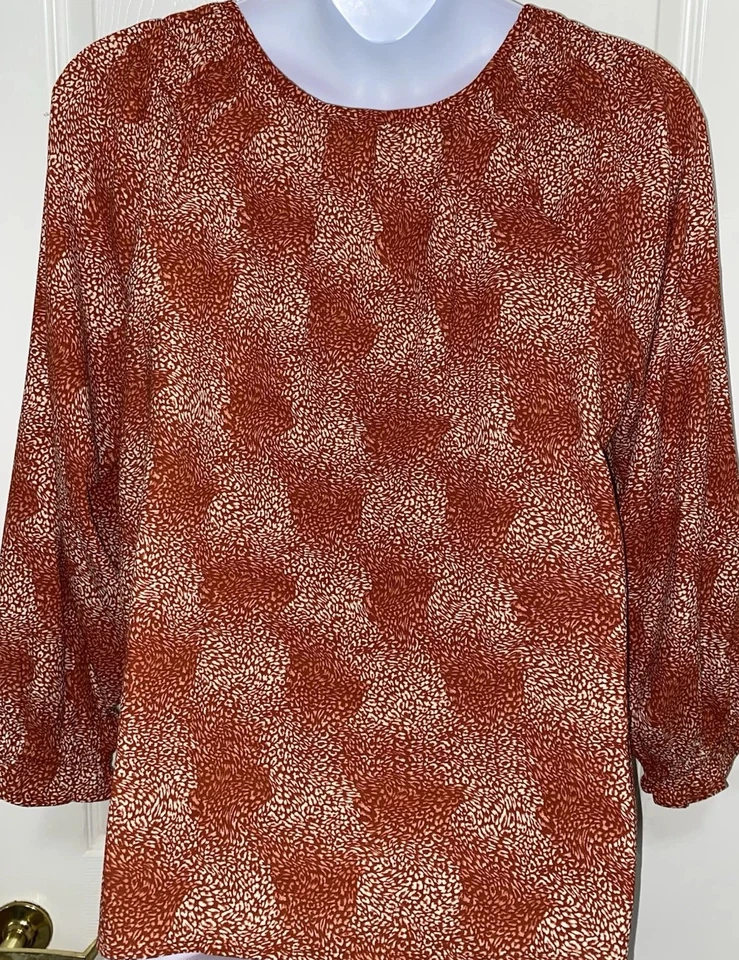 Blusa Jessica Simpson Manga Larga Cuello en V Naranja Talla XXL 1X 2X Top Túnica Foto 2 de 4