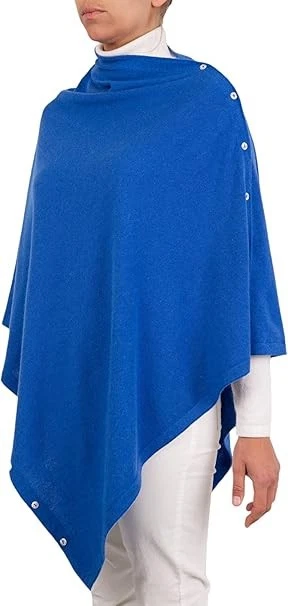 Cashmere Silk Company Made in Italy Poncho Shawl Cardigan One size Blue